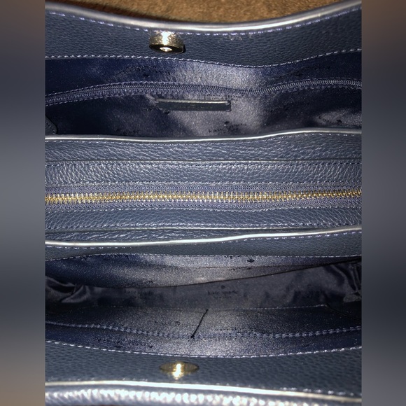 NWT-Kate Spade-Leila-Med 3 Compartment Shoulder-Patchwork Suede-Blazer Blue-$479 - Picture 8 of 15